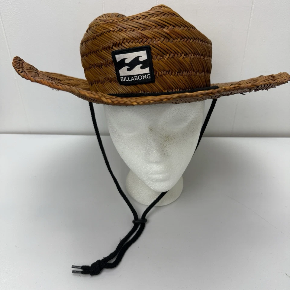 Шляпа соломенная солнечная Billabong коричневая с широкими полями на шнурке пляжная на открытом воздухе - Изображение 3 из 4