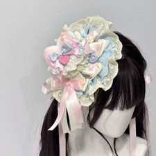 Barrette En Dentelle Bleu Lolita Romain Manches Coeur Nœud Papillon