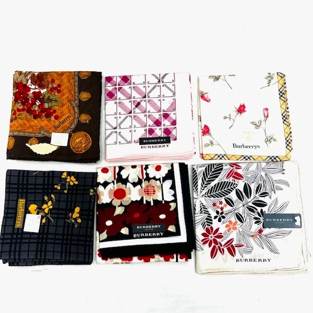 (5) Nuevo Mini Bufanda/Manejador BURBERRYS 19.5" Seda/Algodón Multicolor (Selecciona 1 Foto 3 de 4