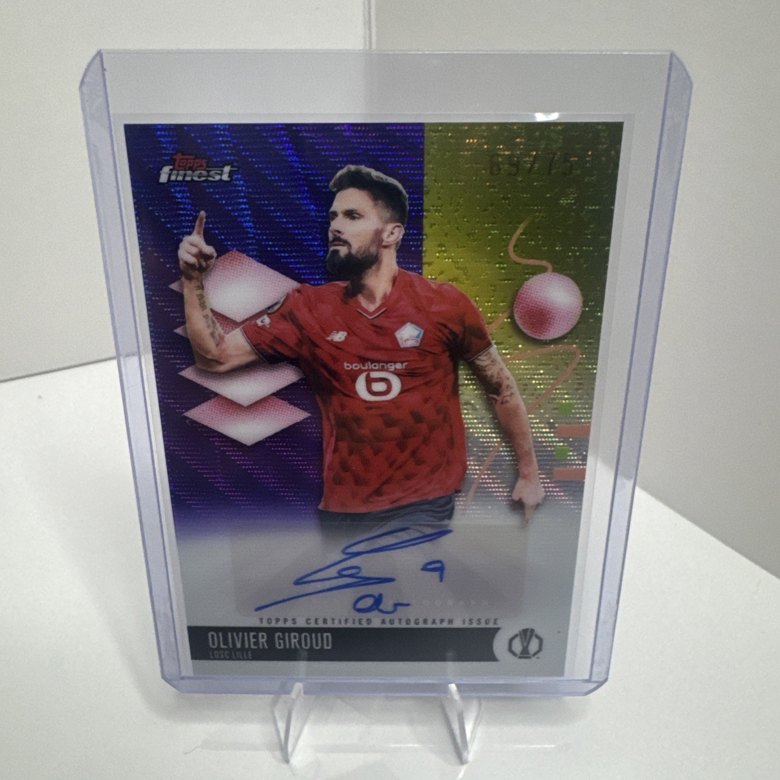 2025-26 Topps Finest UCC Olivier Giroud Purple Refractor Auto /75 view 1