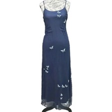 Vtg City Triangles Dress Juniors M Mesh Y2K Butterflies Fairy 90s Whimsical Prom