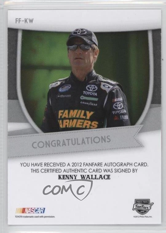 2012 Press Pass Fanfare Auto Red /75 Kenny Wallace #KW Auto - Image 2 of 2