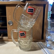2 VINTAGE CARLING BLACK LABEL Half PINT GLASS TANKARD CROWN STAMPED 76