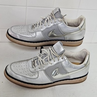 Nike Air Force 1 Downtown Shoes Mens Size 11 Silver Leather Sneakers 579962-002