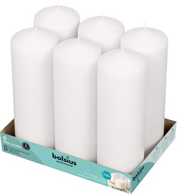 BOLSIUS 6 White Pillar Candles Bulk - 3x9 Inches Candle Set Inches, 