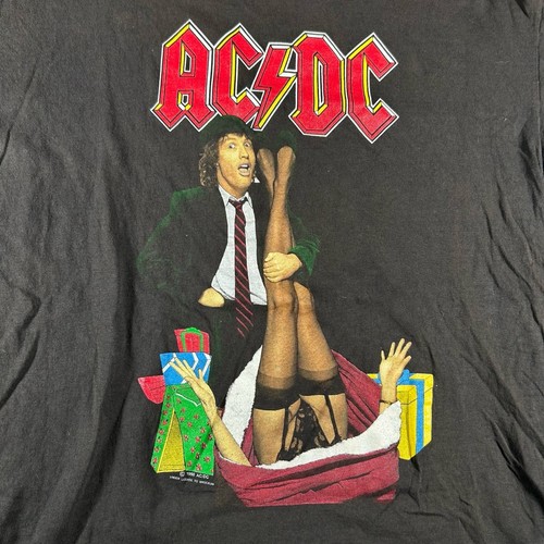 Vintage AC/DC Shirt Mens XL Black 1990 Mistress For Christmas Brockum Rock Band - Picture 3 of 12