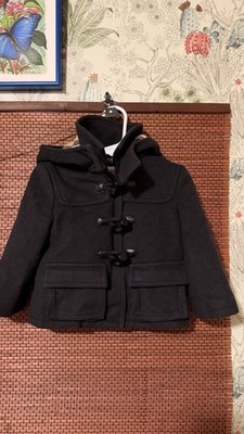 BURBERRY BRIT Short Wool Duffle Coat Jacket Blouson Baby 18 Months Plaid black
