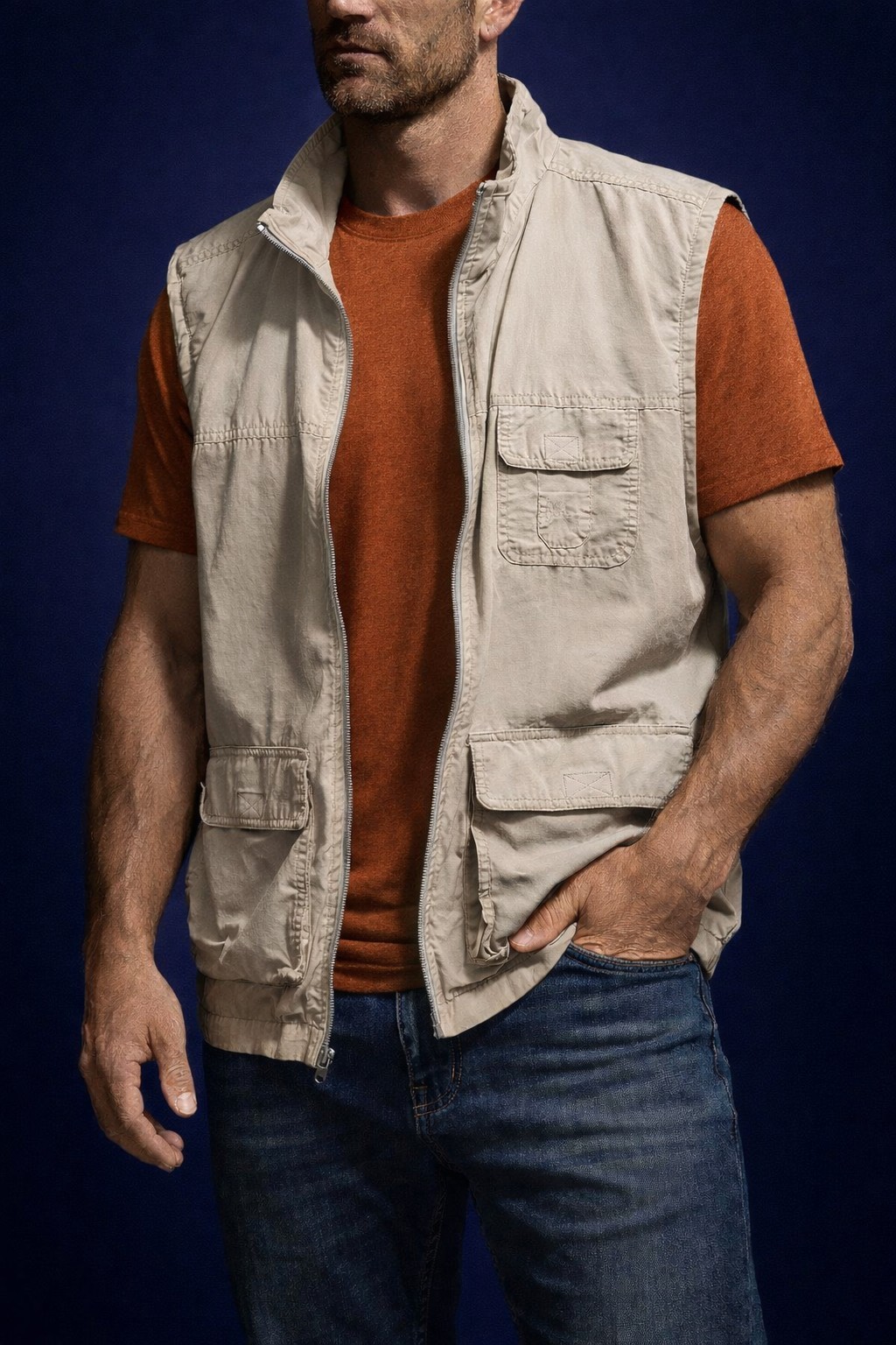 Traveler’s Gear Safari Travel Vest Mens M Beige Multi Pocket Outdoor Fishing