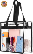 Clear Bag for Stadium Events Approved, 12X6X12 Large Transparent Tote Bag with Z