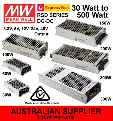 MeanWell RSD DC-DC converter 30W 60W 100W 150W 200W 300W 500W 5V 12V 24V 48V DC