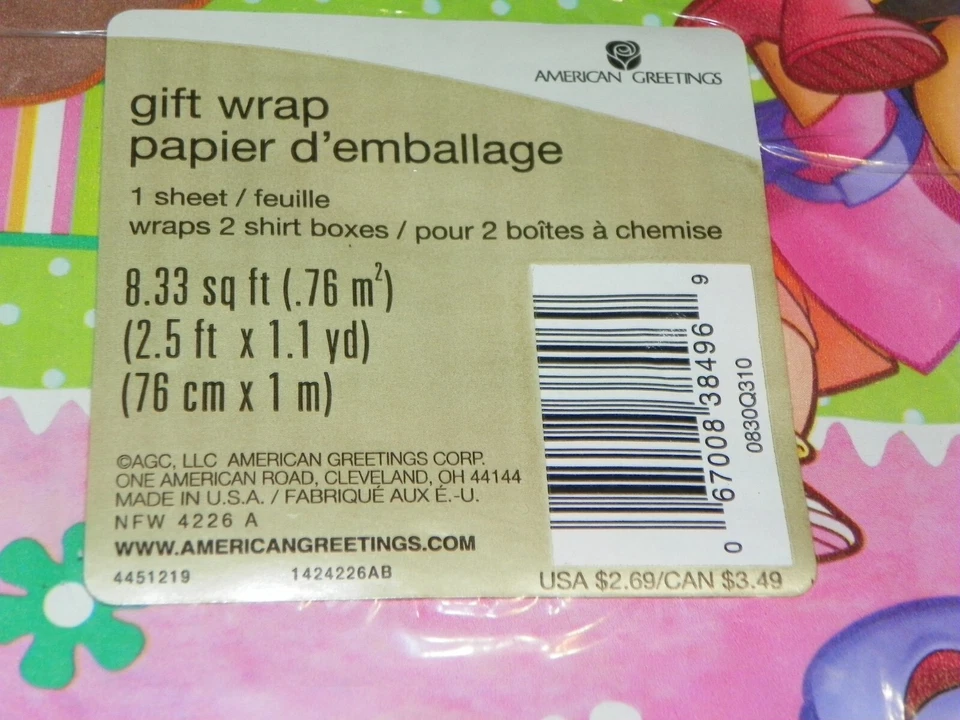 (3) packs NOS American Greetings Pink Dora The Explorer Gift Wrap 8.33 Sq. Ft. - Image 2 of 3