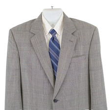 Jos A Bank Wool Cream Black Plaid W/ Orange Windowpane Sport Coat 42L 2 Button