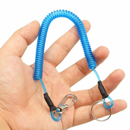 2X Hook Lanyard Coil Cord Clasp Retractable Key Chain Spiral Keychain Tether AU - Picture 8 of 12