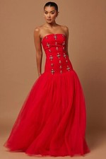 Red Ballgown Prom Dress Size L UK 14