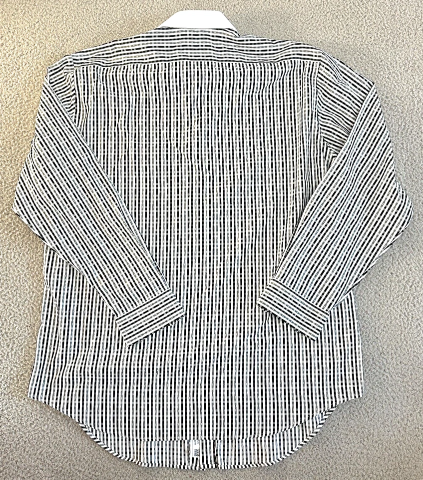 Robert Graham Dress Shirt Men 44 17.5 Black White 36/37 Tall Cotton - Image 2 of 4