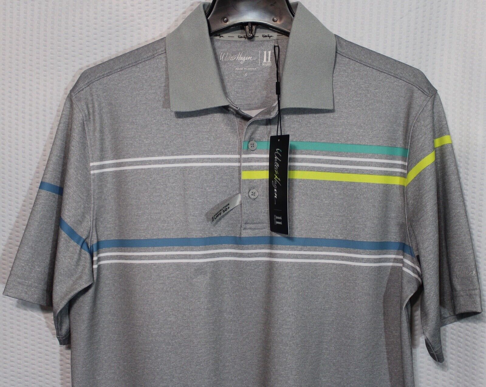 bagagerum Held og lykke Hindre Walter Hagen Men's 11 Majors Chest Stripe Golf Polo Shirt Grey Mga11290 for  sale online | eBay