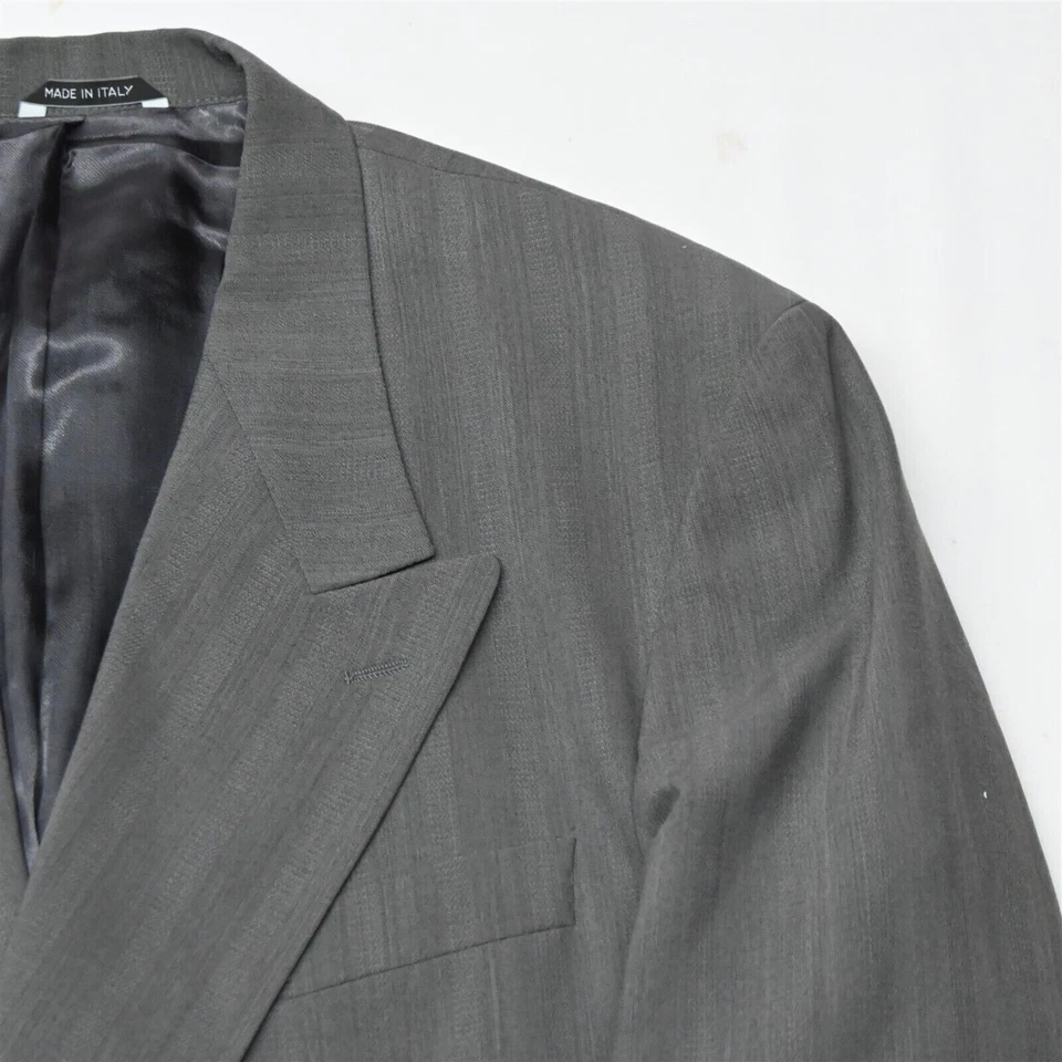 De Colección Años 90 Zanetti 42L 34x32 Gris Italia 100% Lana Doble Pecho Chaqueta Pantalones Traje Foto 2 de 4