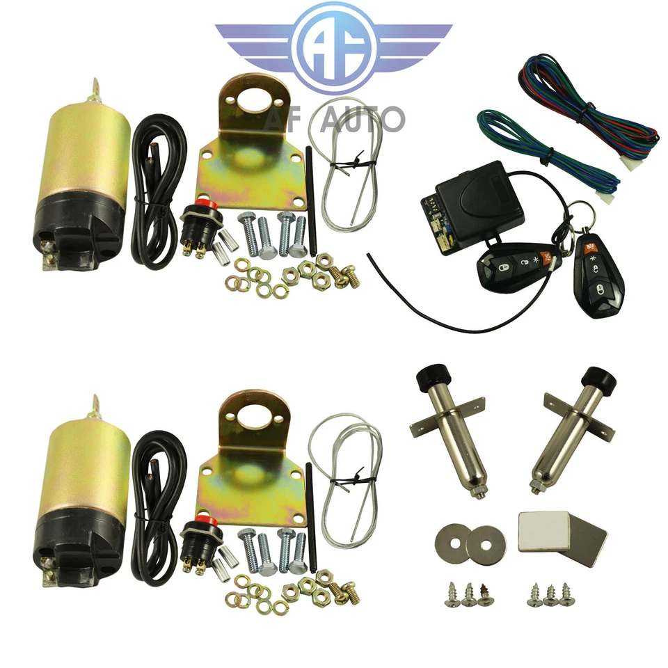 100lb 2 Door Shaved Door Handle Kit Popper Solenoid Street Rat Car Truck Hot Rod - Image 4 of 4