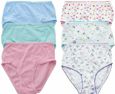Mädchen 100 % Baumwolle Slips Schule Slips Hosen Alter 2-13 Uni, Blumenmuster 3,6er Pack