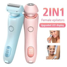 2 In 1 Hair Removal Epilator USB Rechargeable Trimmer Women Body Razor Face Leg