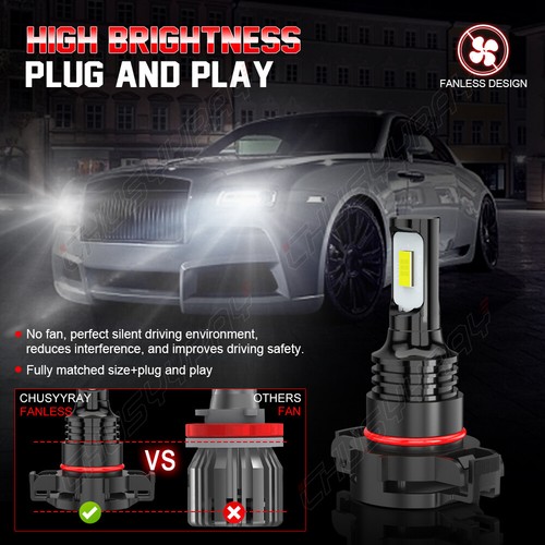 For 2010-2013 Chevrolet Camaro Combo H13 LED Headlight 5202 Foglight Bulbs 6000K - Picture 21 of 24