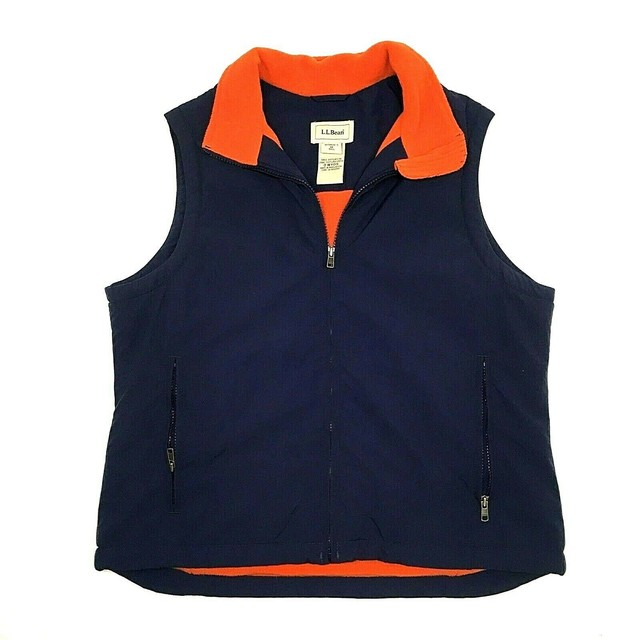 LL Bean Fleece Lined Vest Women's Medium Blue Warm Winter Light weight