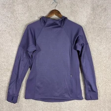 The North Face Flash Dry Hoodie Womens Medium Purple Fleece Pullover Thumbholes