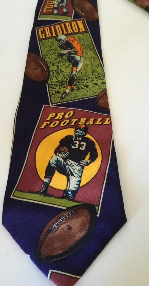 Corbata de cuello Louis New York para hombre 100 % seda fútbol americano rejilla touchdown Foto 2 de 4