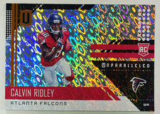 2018 Panini Unparalleled Calvin Ridley Flight Rookie Card #221 RC Falcons. rookie card picture