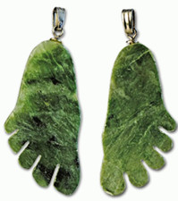 Jade Foot Charm Hand Craved Pendant Green Asian Silver Bale Feet 1 pc China New