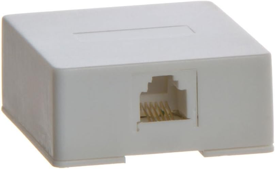  1 Port Phone Jack Wall Plate RJ12 Telephone Cord Surface Mount Box