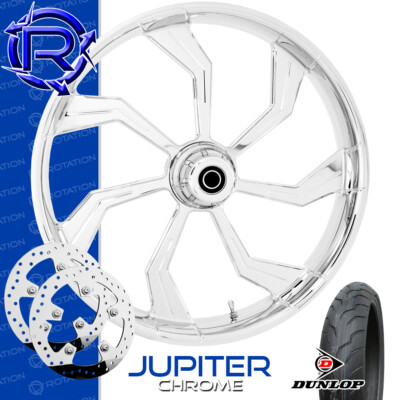 Rotation Jupiter Chrome Custom Motorcycle Wheel Front Package Harley Touring 21''