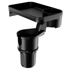 360° Rotation Adjustable Car Cup Slot Holder Tray Meal Desk ABS Black Accessorie