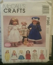 P360 MCCALL'S SEW SEWING PATTERN DOLL CLOTHING GOTZ POODLE SKIRT DRESS COAT +
