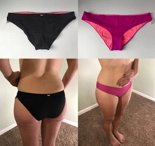 Victoria’s Secret PINK Mini Cheeky Bikini Bottom, Pure Black / Sassy Berry S M L