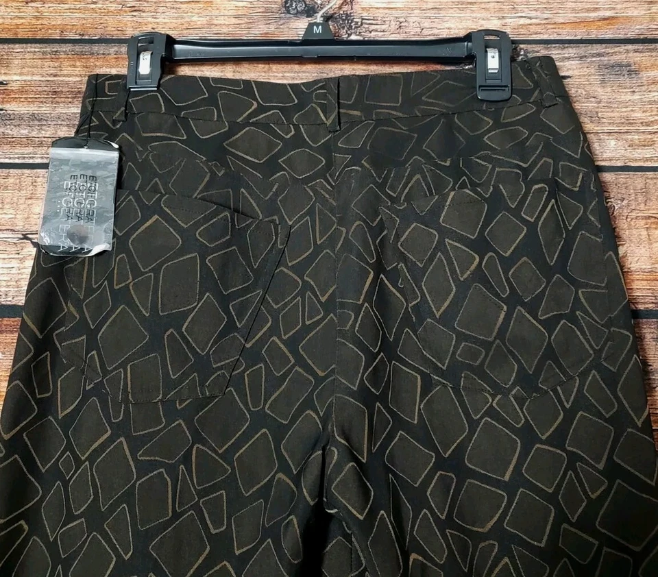 Pantalones Etcetera Talla 8 Geométricos Cremallera Mosca Negro Bronce Vestido de tiro alto para mujer Foto 4 de 4