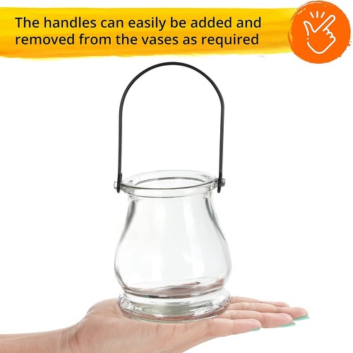 12 Glass Tea Light Candle Lanterns Hanging Indoor/Outdoor Holder Home/Wedding - Picture 3 of 7