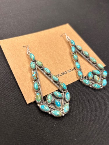 orecchini pendenti argento sterling pietre 92 turchese - Foto 2 di 3