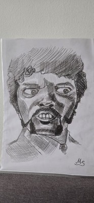 Samuel Jackson - Pulp Fiction, Handmade Sketch, A4 Format mit Rahmen