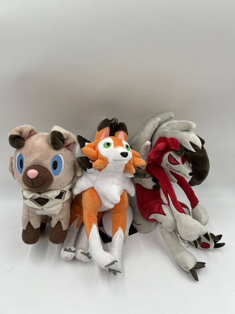 Pokemon Center Plush Lot of Rockruff, Lycanroc Midnight Version