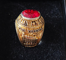 Vintage USMC Milit&auml;rring US Marines Tun Tavern Ring Roter Stein Goldplated Gr.60