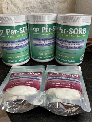 3 Parthenon Par-Sorb Absorbent Gel Packets 100 Per Container  & 2 Travel Packs