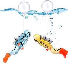 2Pcs Glow-In-The-Dark Fish Tank Decorations, Cute Little Diver Aquarium Decorati