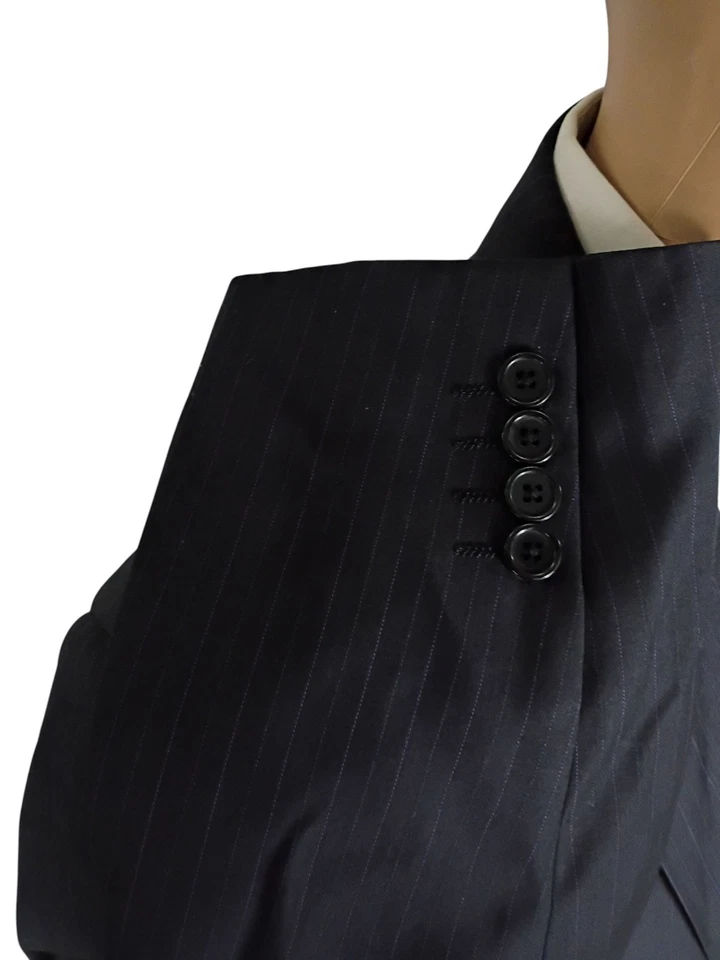 Gianni Uomo Gold Super 140s Two Piece Charcoal Gray Purple Stripe Suit 42L 34X31 - Image 4 of 4