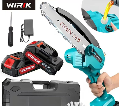 #ad 6inch Electric Mini Chainsaw Cordless Saw w 2 battery Handheld for Cutting $29.99