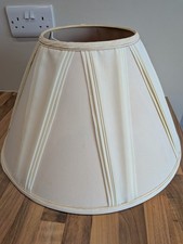 Large Vintage Cream Pleated Fabric Table Standard Lamp Shade Cottagecore D18"