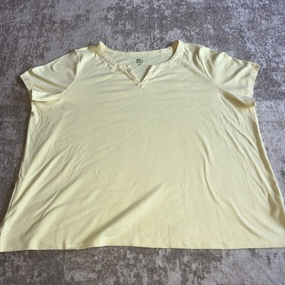 KIM ROGERS 'Perfectly Soft' 100% Cotton Tee - 3X - V Neck, Short Sleeves Yellow