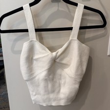Abercrombie  Fitch Women  s White Ribbed Knit Cropped Tank Top Size Medium