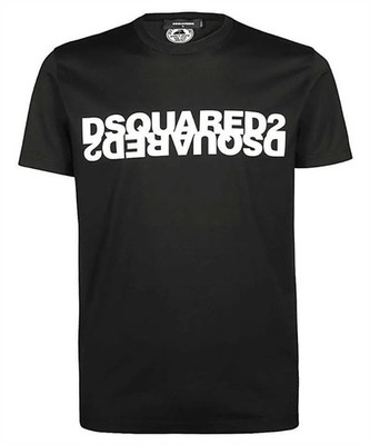 Dsquared2 Black Double Logo Print Cotton Crewneck T-Shirt.
