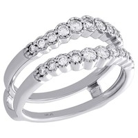 14K WeißGold Beryll Set Diamant Enhancer Bezel Ring 0,50 Ct